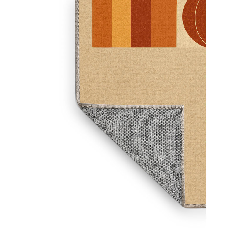 Tapis abstrait moderne et contemporain lavable à la machine Delancey Thanksgiving en brun - reliure beige, 7 x 9