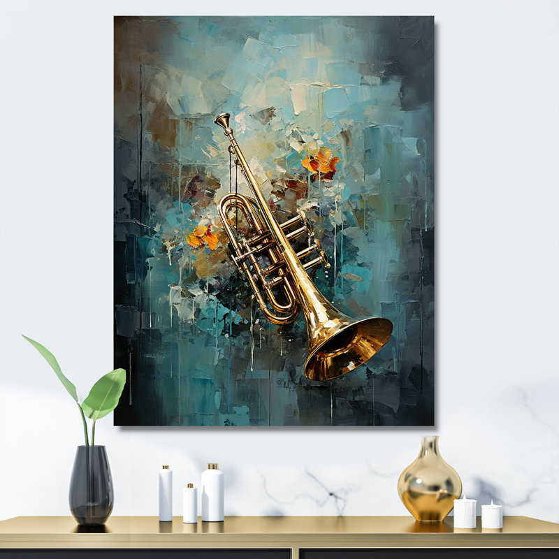 Trombone Tribute Jazzed Jade I, Toile tendue, H 32 po x l 24 po x P 1 po