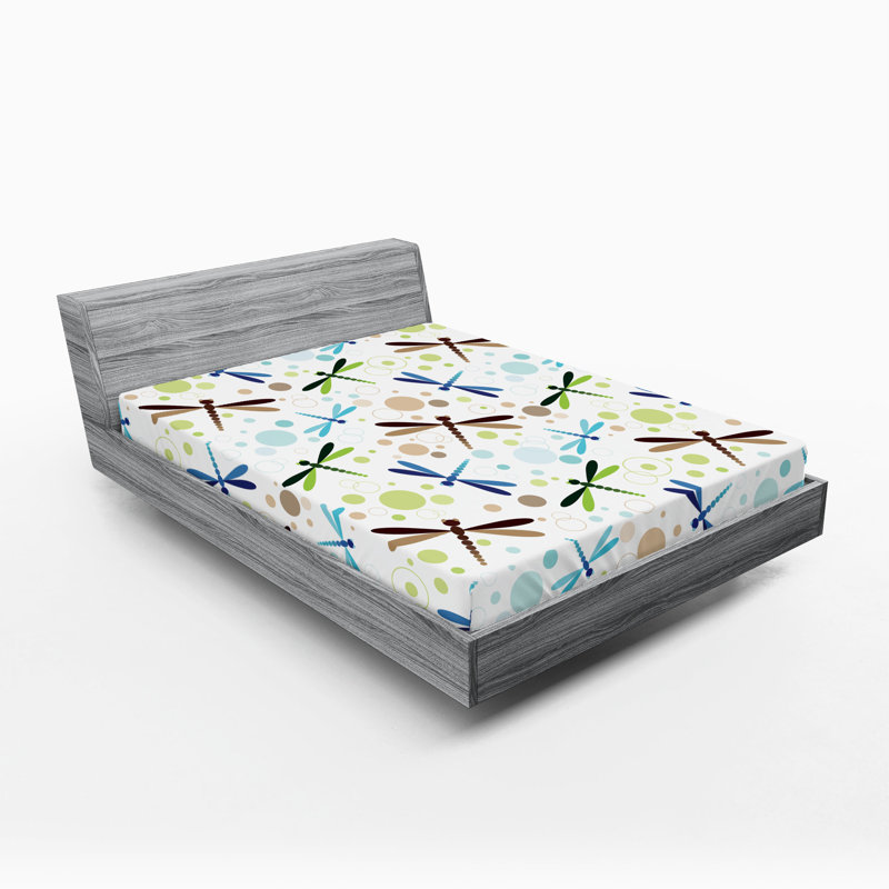 Ambesonne Dragonfly Fitted Sheet 2-Pack Colorful Bubble Shape Multicolor, California King Fitted Sheet