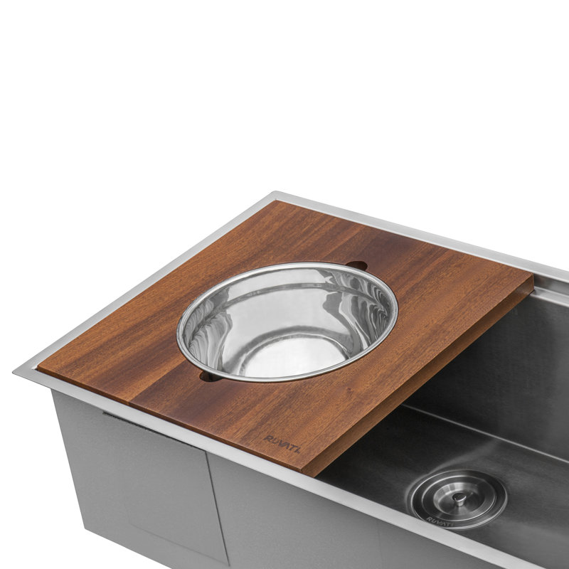 Ruvati Wood Platform With Mixing Bowl And Colander (complete Set) For Workstation Sinks - Rva1288