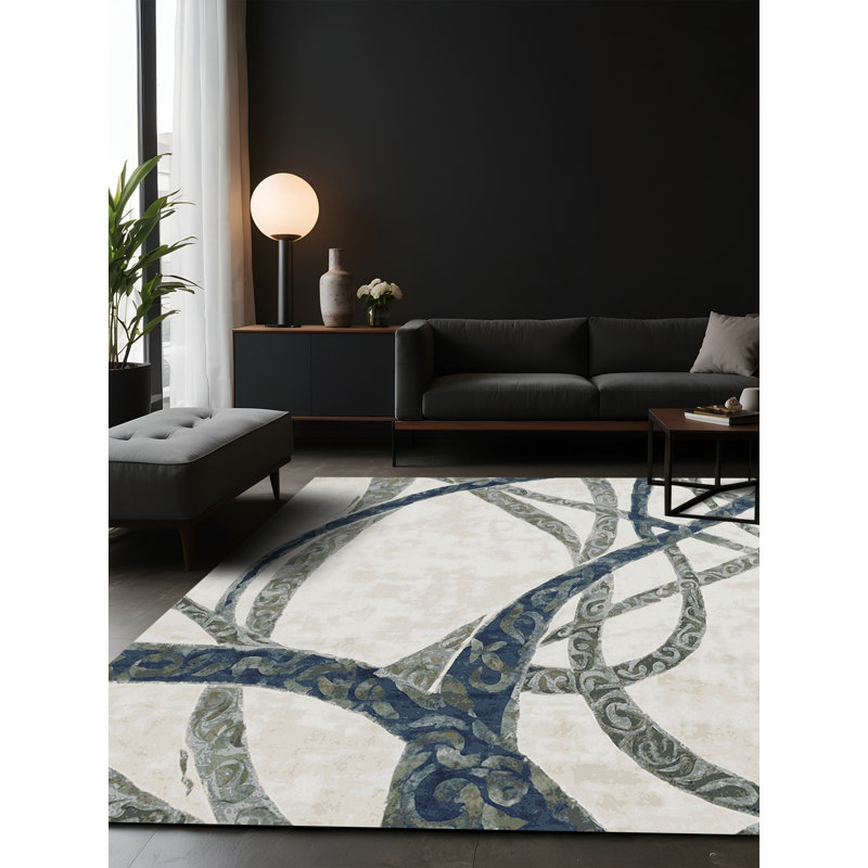 Tapis gris soyeux et moelleux, Carré 8 pi