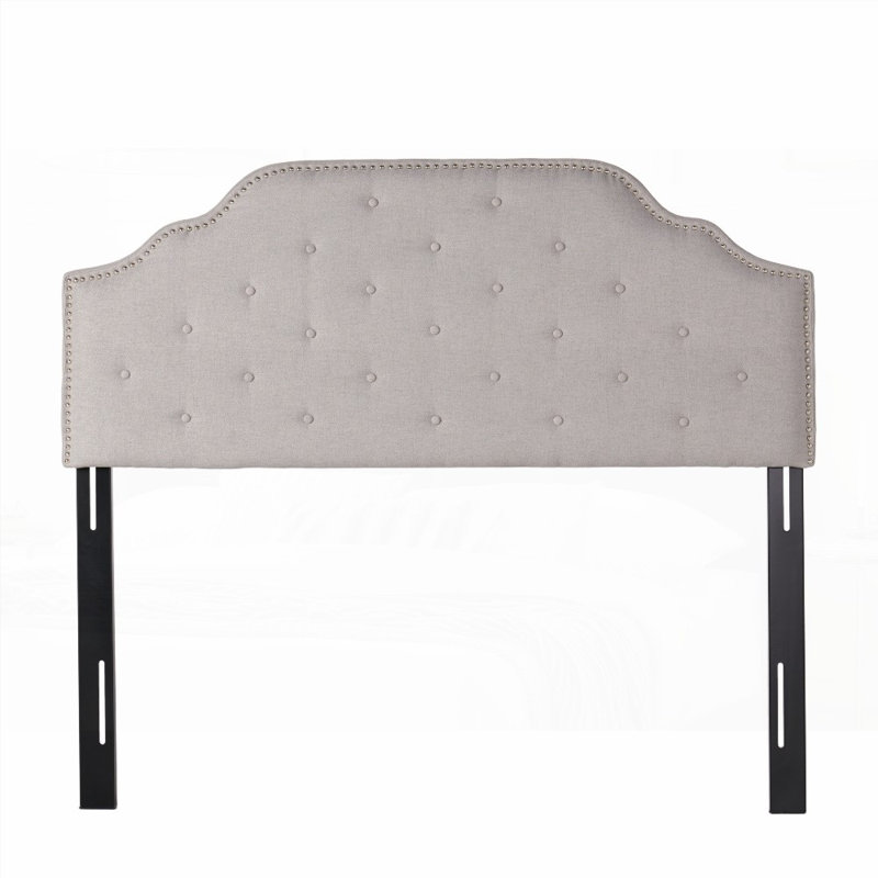 Tête de lit tapissier capitonnée pour lit grand et bois massif Pieds en métal durables, réglables Garniture cloutée, conception capitonnée moderne