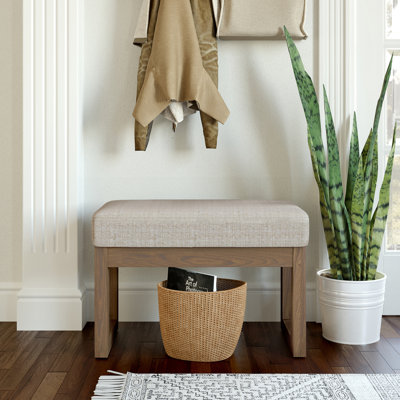 Milltown Ottoman Bench with Upholstered Seat and Solid Wood Frame