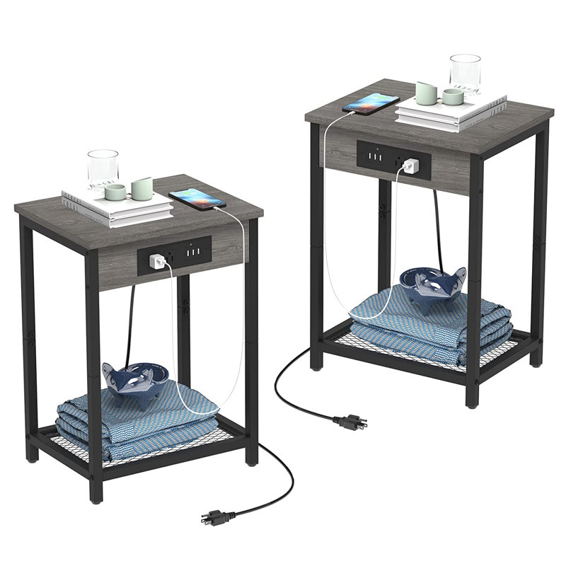Solid Wood Top End Table Set