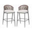 Ensemble de 2 tabourets de bar d'extérieur, structure en métal d'une hauteur de siège de 30,25 po avec dossier en forme de feston en rotin de polyéthylène-580701827-580701830