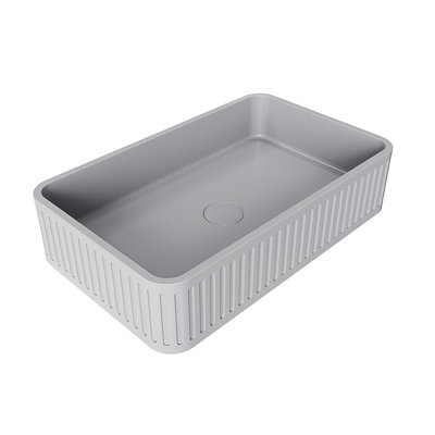 20.5'' Concrete Vessel Rectangular Modern Grey Bathroom Sink
