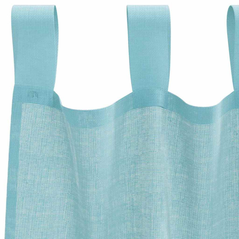 Voile Curtains With Tab Top 2 Pcs, Turquoise, 140cm Width x 140cm Drop