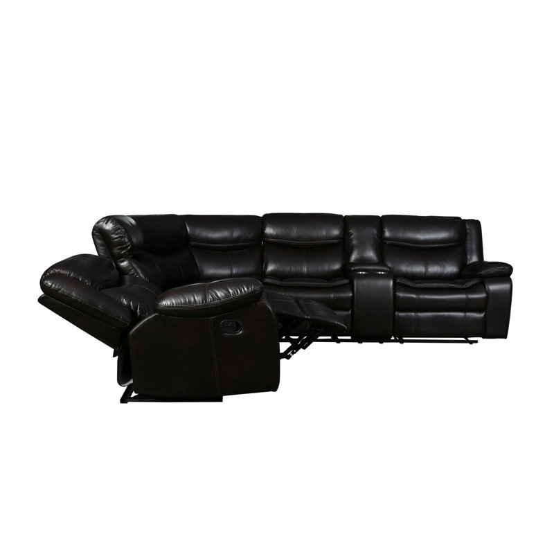 Canapé modulaire inclinable de 106 po de large Athlone, Similicuir brun