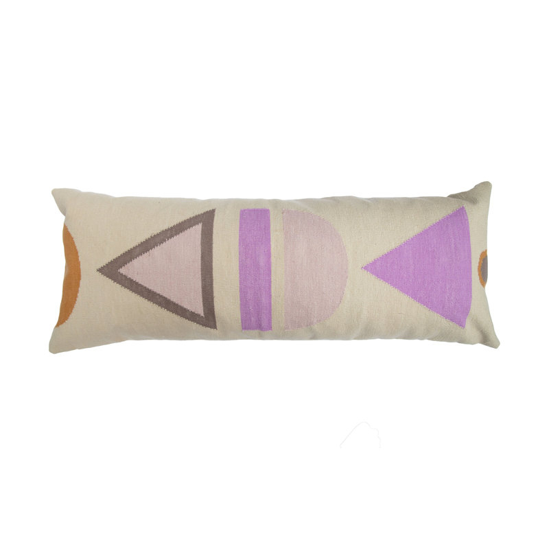 Dana Lumbar Pillow Cover, Ivory/Purple