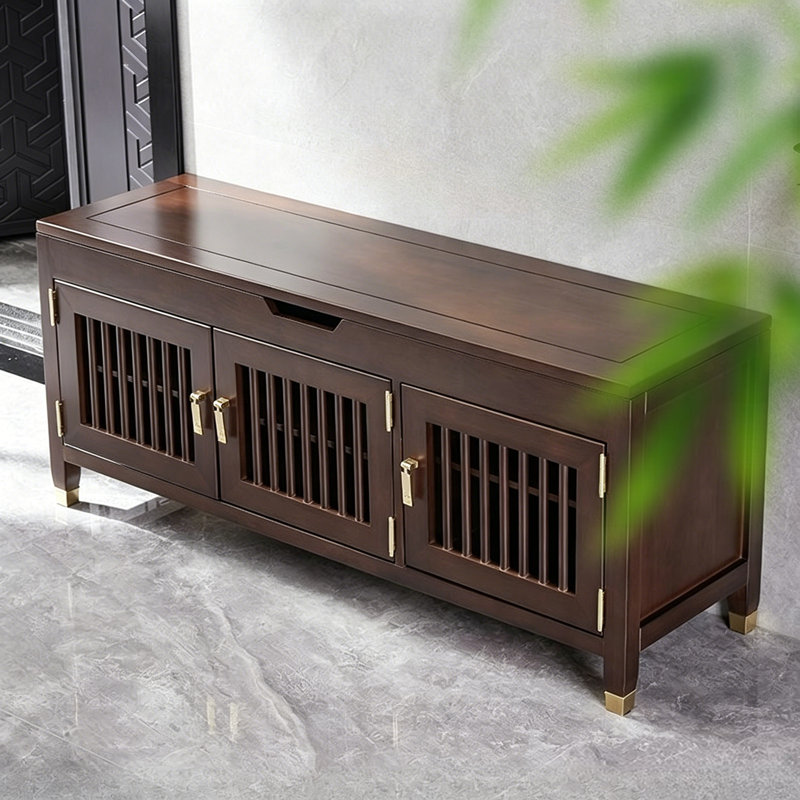 Solid Rubberwood Shoe Cabinet with Seating Function, 20.08" H x 39.37" W x 13.78" D