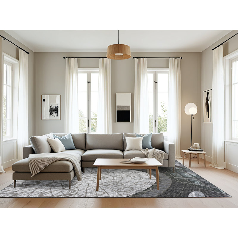Tapis gris/vert foncé à tisser électrique, Rectangle 8 pi x 12 pi