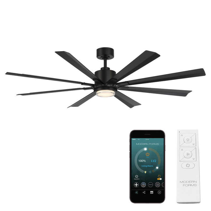 Size Matters 8-Blade Smart Ceiling Fan, 84", No, Matte Black
