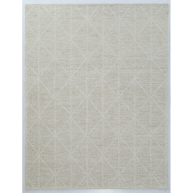 Crossover Hand Tufted Area Rug in Beige, Rectangle 7'6" x 9'6"