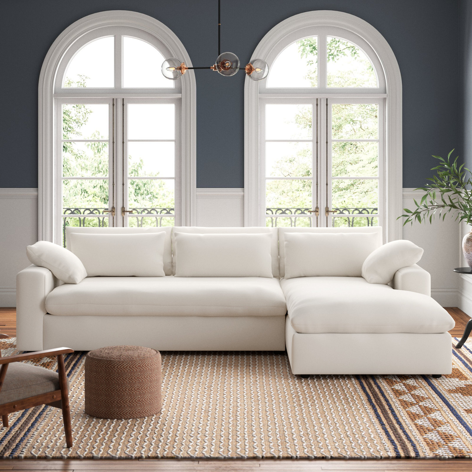 Remy 2 - Piece Upholstered Chaise Sectional, Nomad Snow Crypton® Chenille, Right Hand Facing