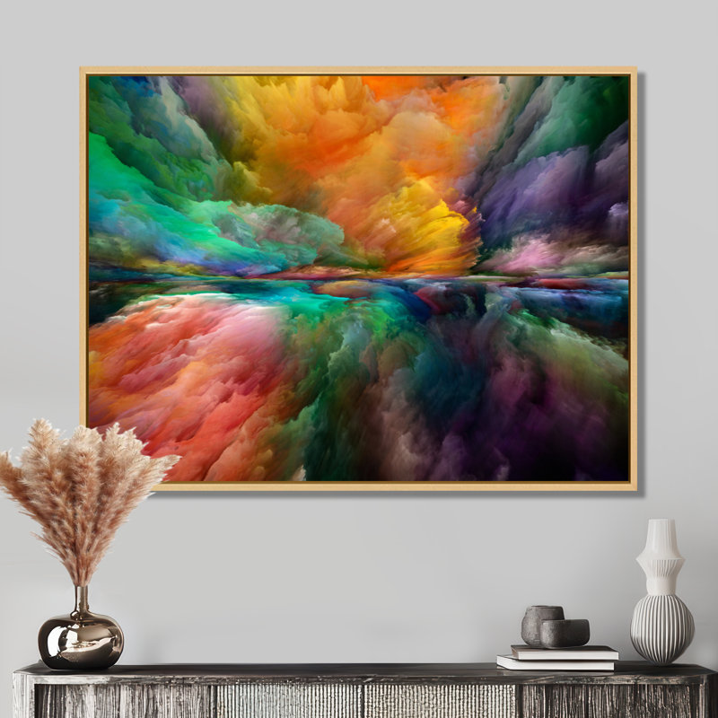 «Gerard Colorful and Dark Gradient Clouds», impression sur toile, H 30 po x l 40 po, Reproduction avec cadre flottant, Érable