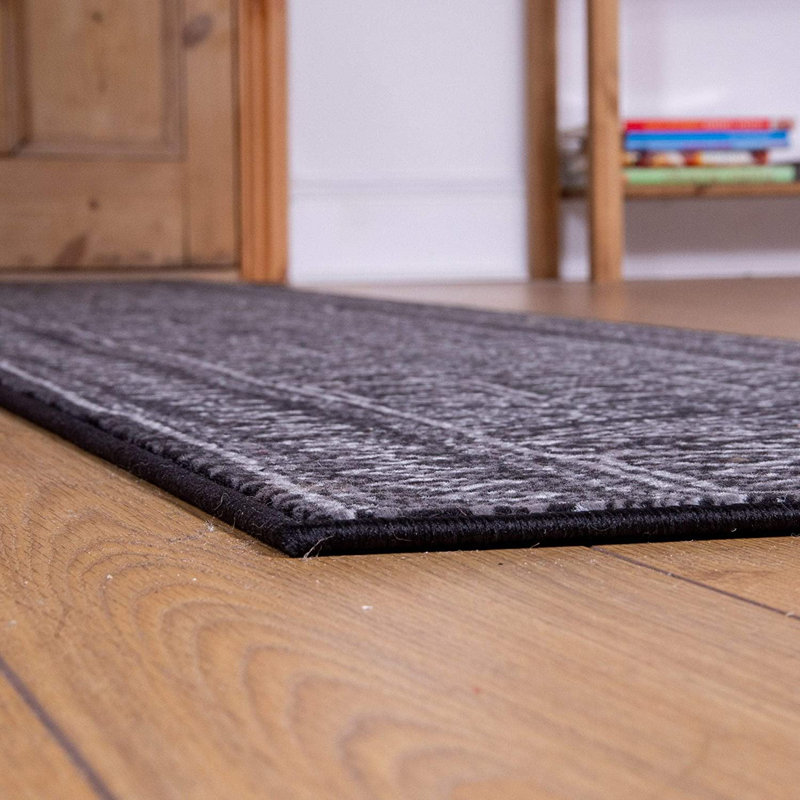 Bader Tufted Black Indoor Rug, Runner 420cm x 70cm
