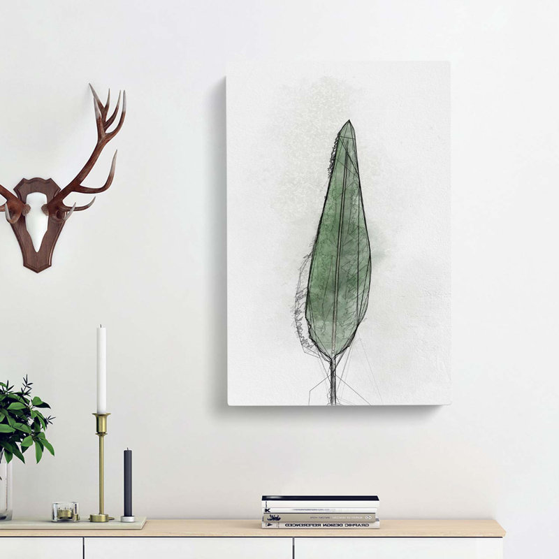 Green Leaf In Abstract - Wrapped Canvas, 91cm H x 60cm W x 3cm D