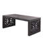 Table basse 47,2 "en bois sculpté noir massif - aspect fabriqué à la main avec panneaux latéraux ornés
