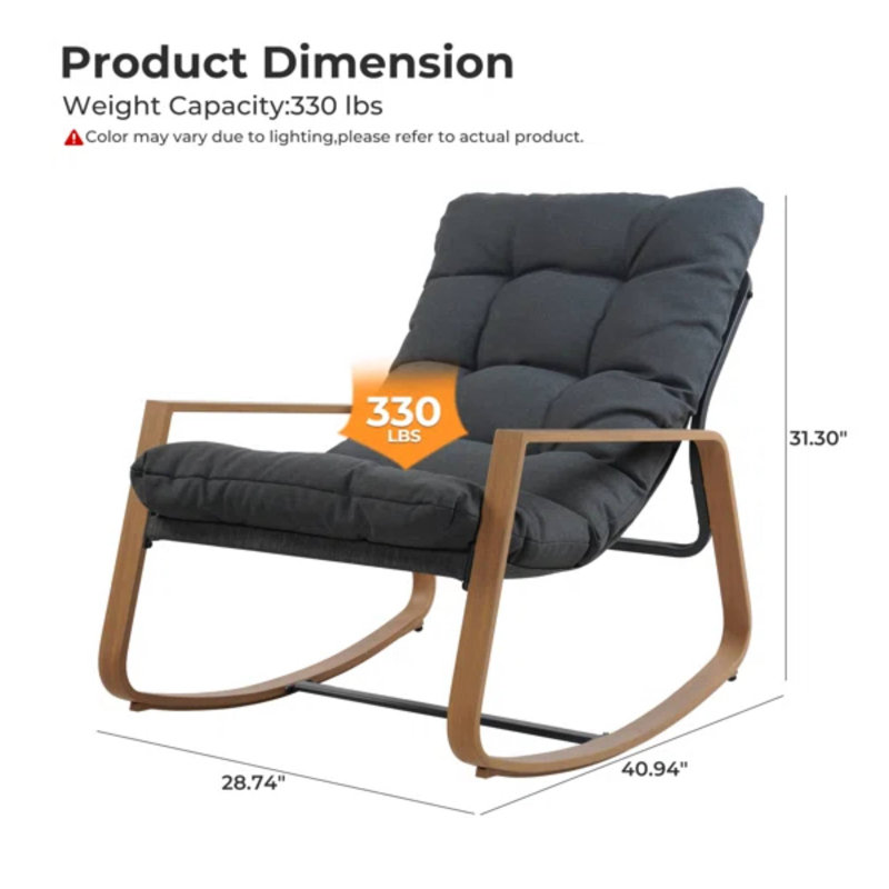 Stannard 28.7"Wide All-Steel Frame Water-Resistant Fabric Rocking Chair Sets With Side Table