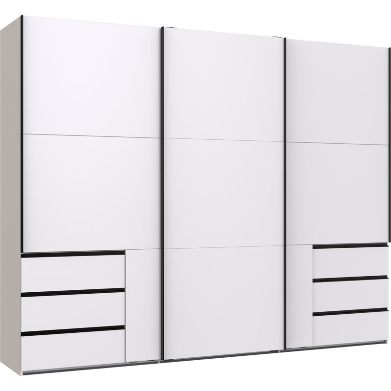 Guardino 3 Door Wardrobe, White, 236cm H x 300cm W x 65cm D