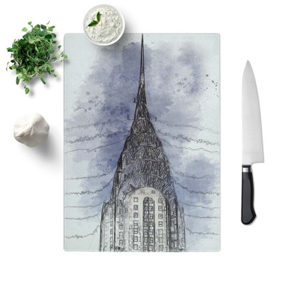 Tempered Glass Chrysler Building New York Chopping Board