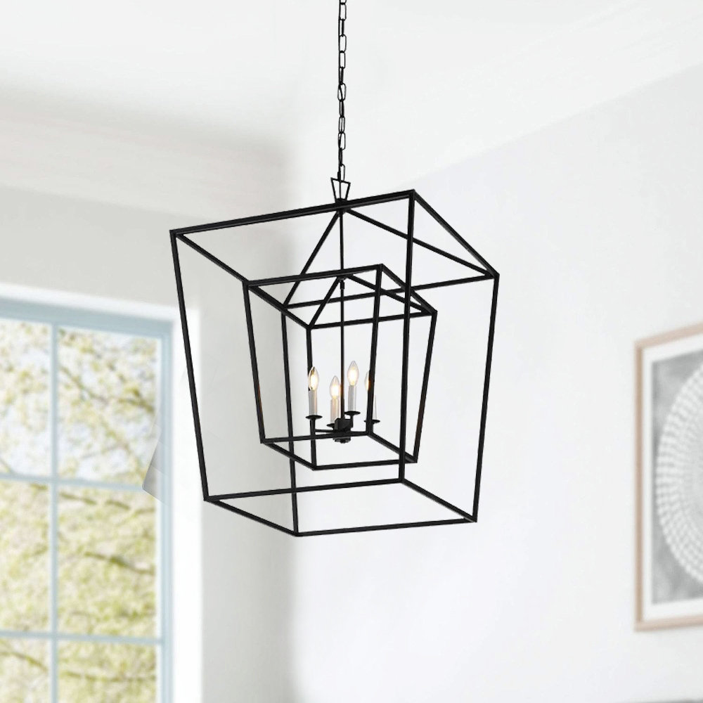 Gracie Oaks Najwa 4 - Light Lantern Geometric Chandilier & Reviews