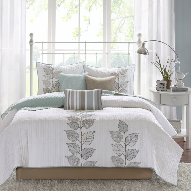 Blue Full Organic Microfiber Reversible Quilt Set