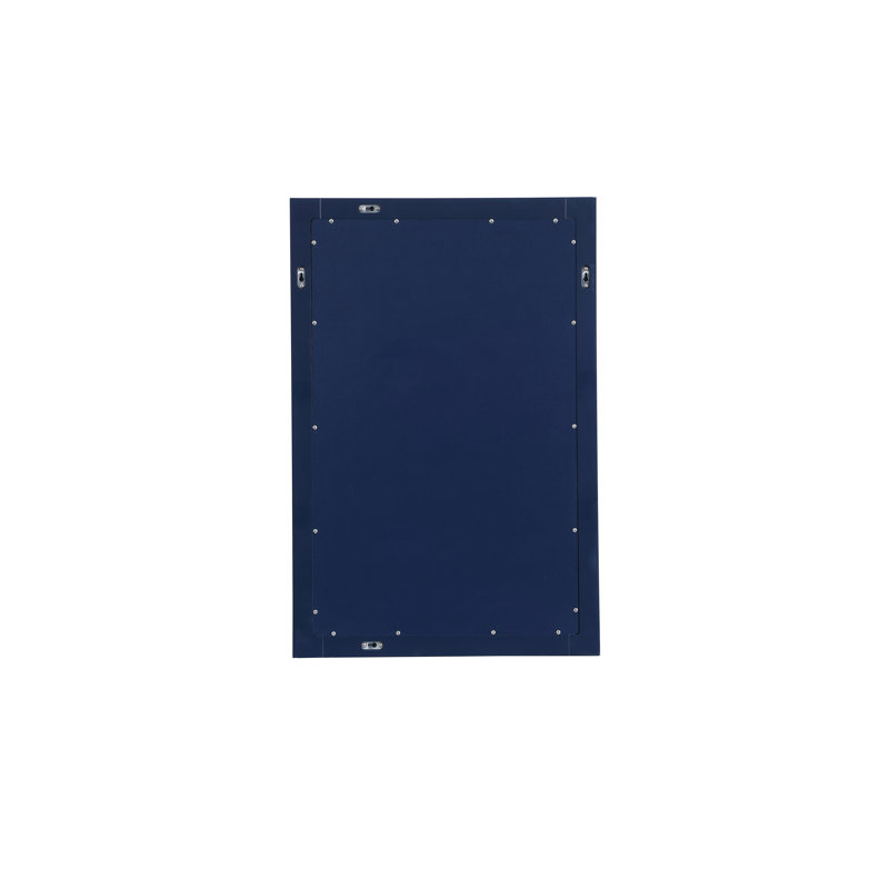 Rosenow Wood Flat Wall Mirror, Blue, 36'' H x 24'' W