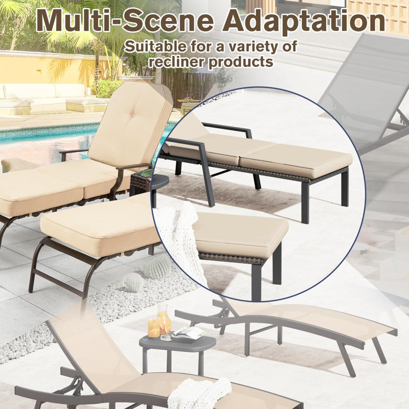 Ensemble de 2 chaises longues pour l'extérieur, Beige