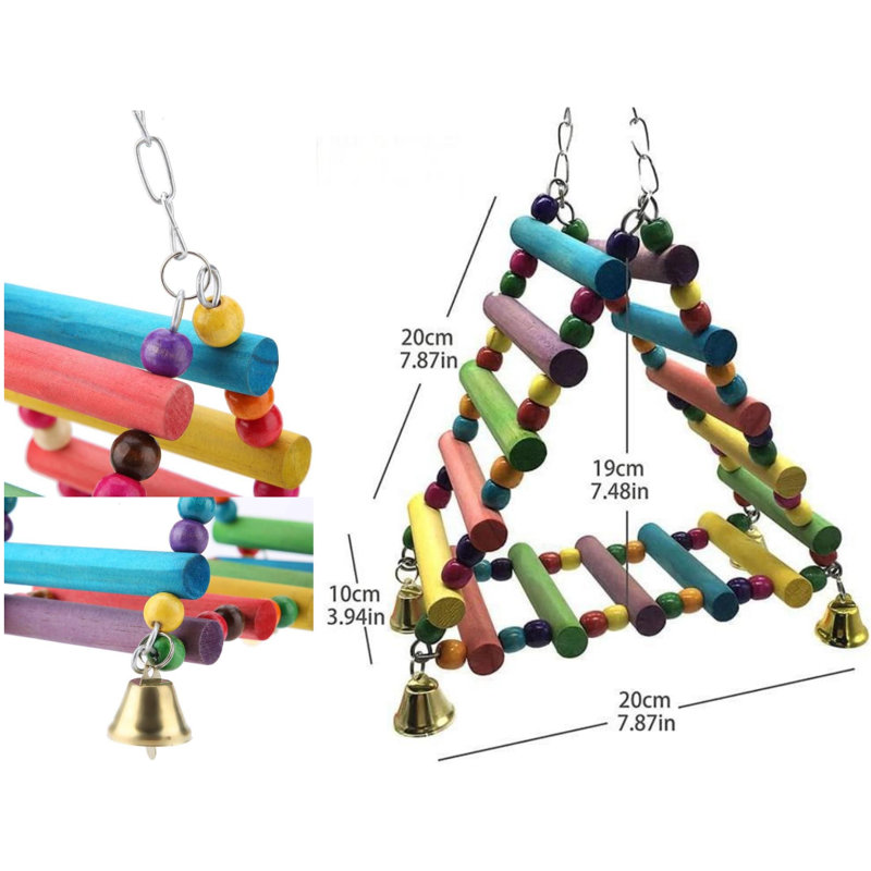 Wooden Rainbow Bird Perch/Hammock/Swing