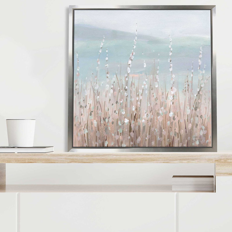 Coastal Morning Blooms - Peinture, L 21,5 po x H 21,5 po, Encadrement argenté