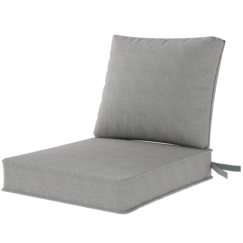 Coussins de chaise de patio 2 pièces, coussins de chaise d'extérieur, gris clair