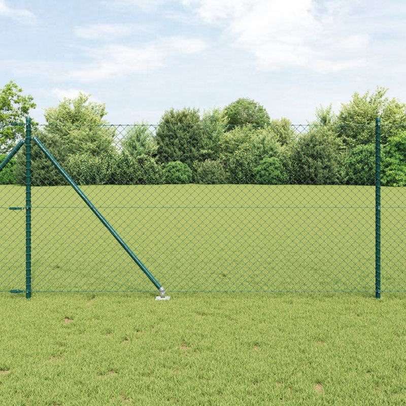 Welded Wire Fence With 13 Spike Posts Galvanised Steel, Green, 100cm H x 1000cm W