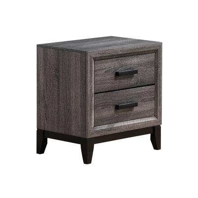 Table de chevet grise avec 2 rangements, glissière centrale pour la chambre à coucher, technique de fabrication