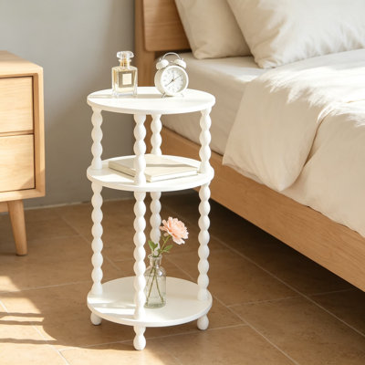 Petite table d'appoint, table de bout ronde à 3 niveaux pour les petits espaces, table de chevet moderne pour chambre à coucher, salon, bureau