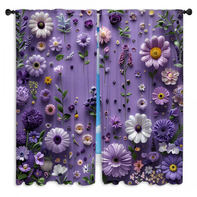 Ensemble de rideaux à motif floral avec voilage et obscurcissement floral - 2 panneaux