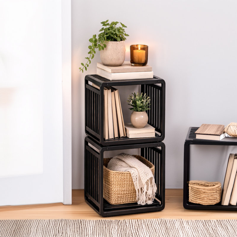 Organisateur de tablettes empilables en bambou Smart Kube, Noir, noir, noir, noir