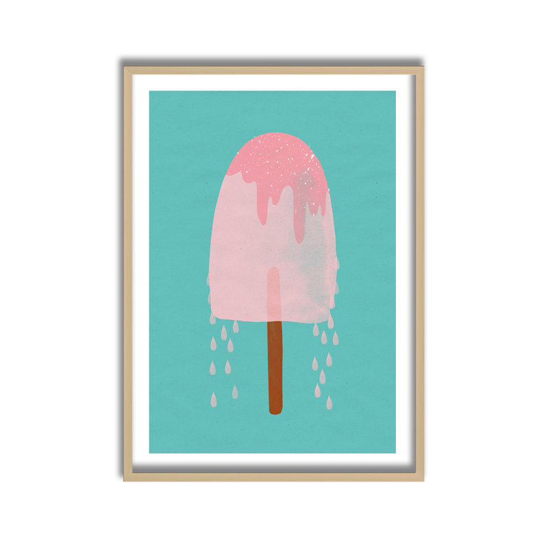 Pop Art & Retro Yummy Ice Cream Framed Art, 16" H x 24" W x 1" D
