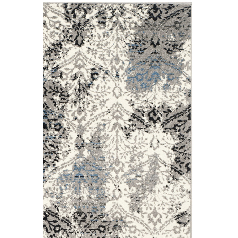 Annette Gray/Blue Area Rug, Rectangle 4' x 6'