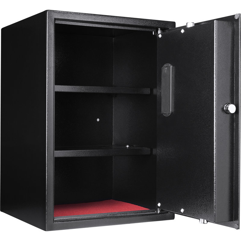 1.45 Cubic Ft Black Steel Safe With Digital Keypad And Lock Out Protection Large Safe, Black, Electronic Battery Alert System
