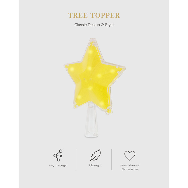 Golden Star Plastic Christmas Tree Topper with LED Lights