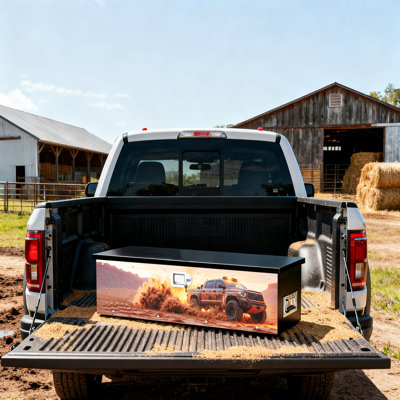 Bed Tool Box, Crossover, 38.5 x 11.6 x 9.6 Inches, Alloy Steel, Lockable, Weathertight, Rust Resistant, Impact Resistant, Dustproof, Flip Top, for Pickup Trucks