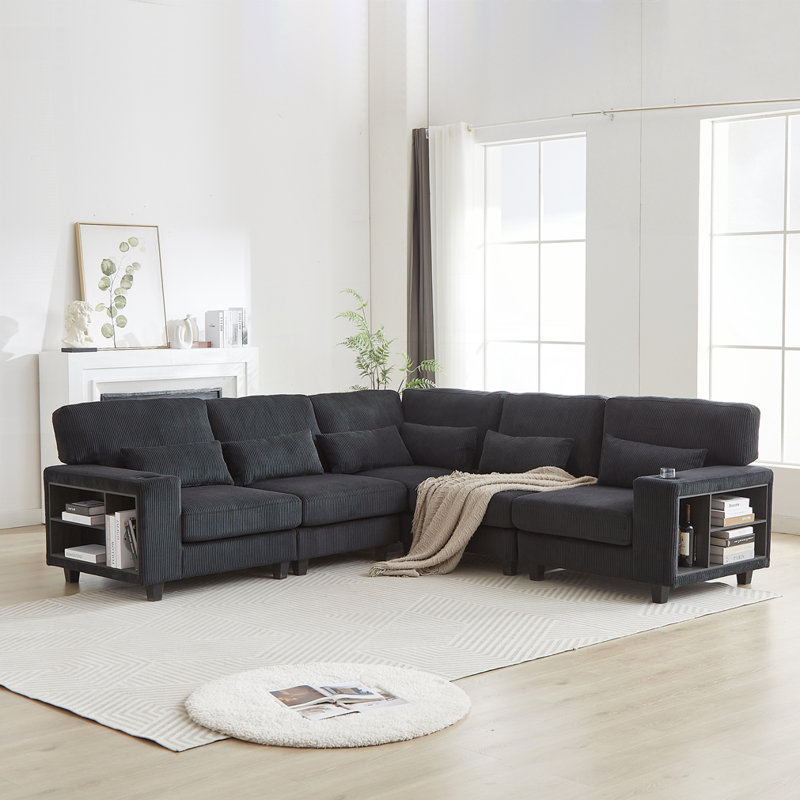 L-Shaped Modular Sectional Sofa, Black