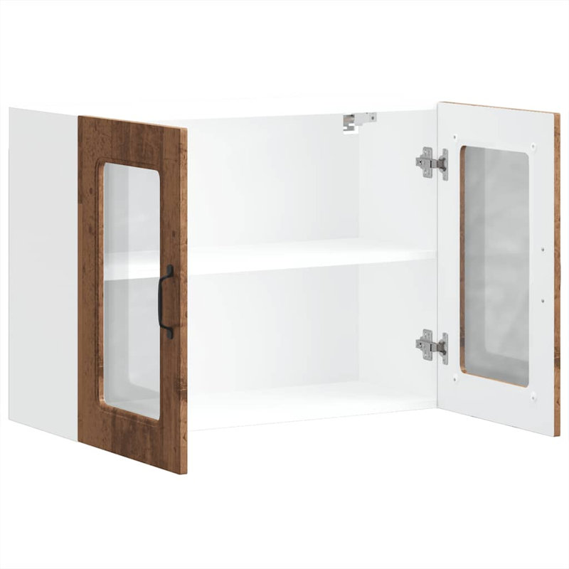 Kitchen Wall Cabinet With Glass Door Kalmar Engineered Wood, 60cm H x 80cm W x 31cm D, Old Wood