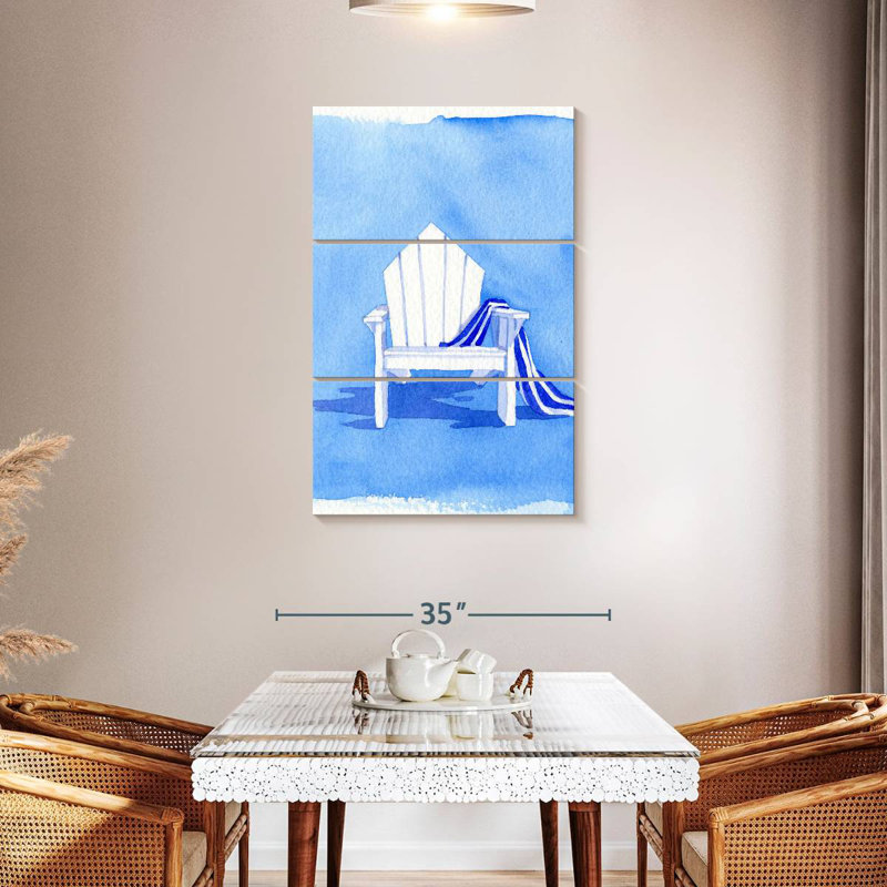 Chaise bleue Gillard, H 32 po x l 20 po