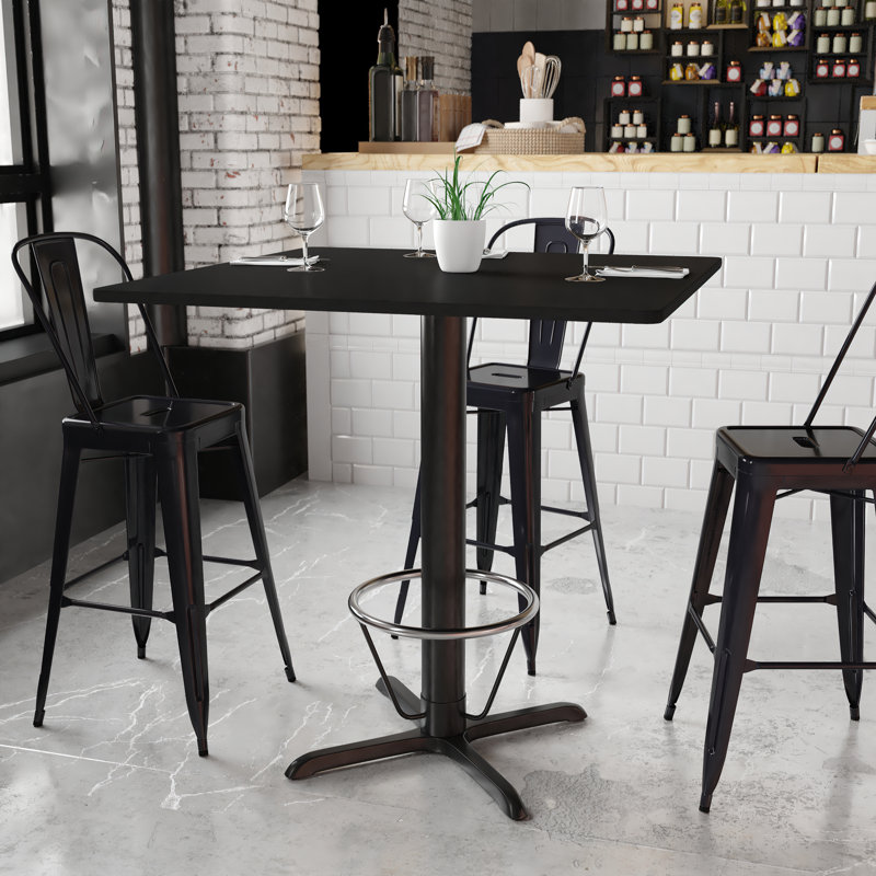 Plateau de table carré en stratifié 24 po Basler, H 43,125 po x l 42 po x P 42 po, Noir