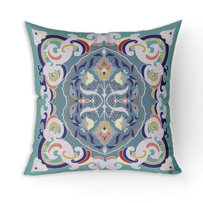 Soft Square Escape Broadcloth Pillow With Removable Cover in Blue Pink Orange