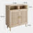 Sideboard Buffet Storage Cabinet, Rattan Kitchen Cabinet With 2 Doors/Shelf