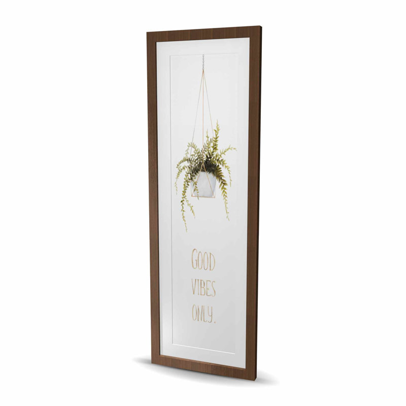 Good Good Vibes Only Gold Leaves, reproduction encadrée avec passe-partout | Décoration intérieure, H 48 po x l 16 po