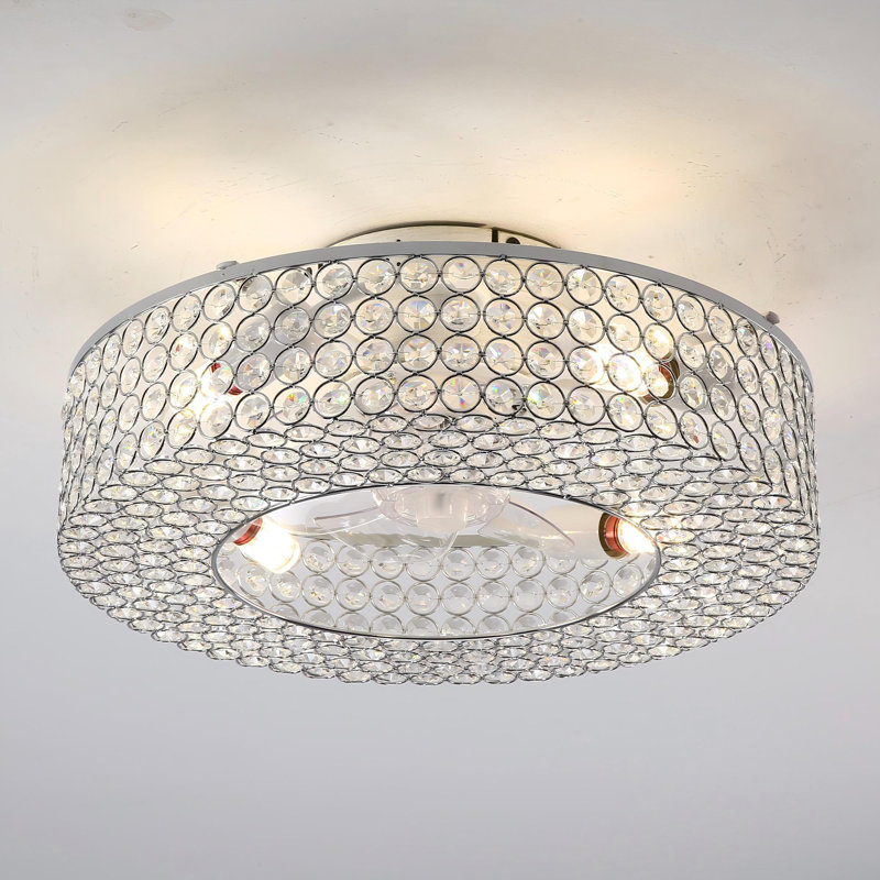 20" Crystal Caged Flush Mount Ceiling Fan